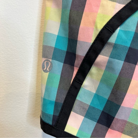 Lululemon Speed Short 2-way Stretch Wee Wheezy Check Bleached Coral Cadet blue - Picture 6 of 10